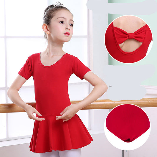 Children's Dance Clothes, Girls' Practice Clothes, Girls Short-sleeved Tutu