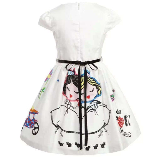 Digital Printing Princess Dress Girl Korean Children Dress One Drop