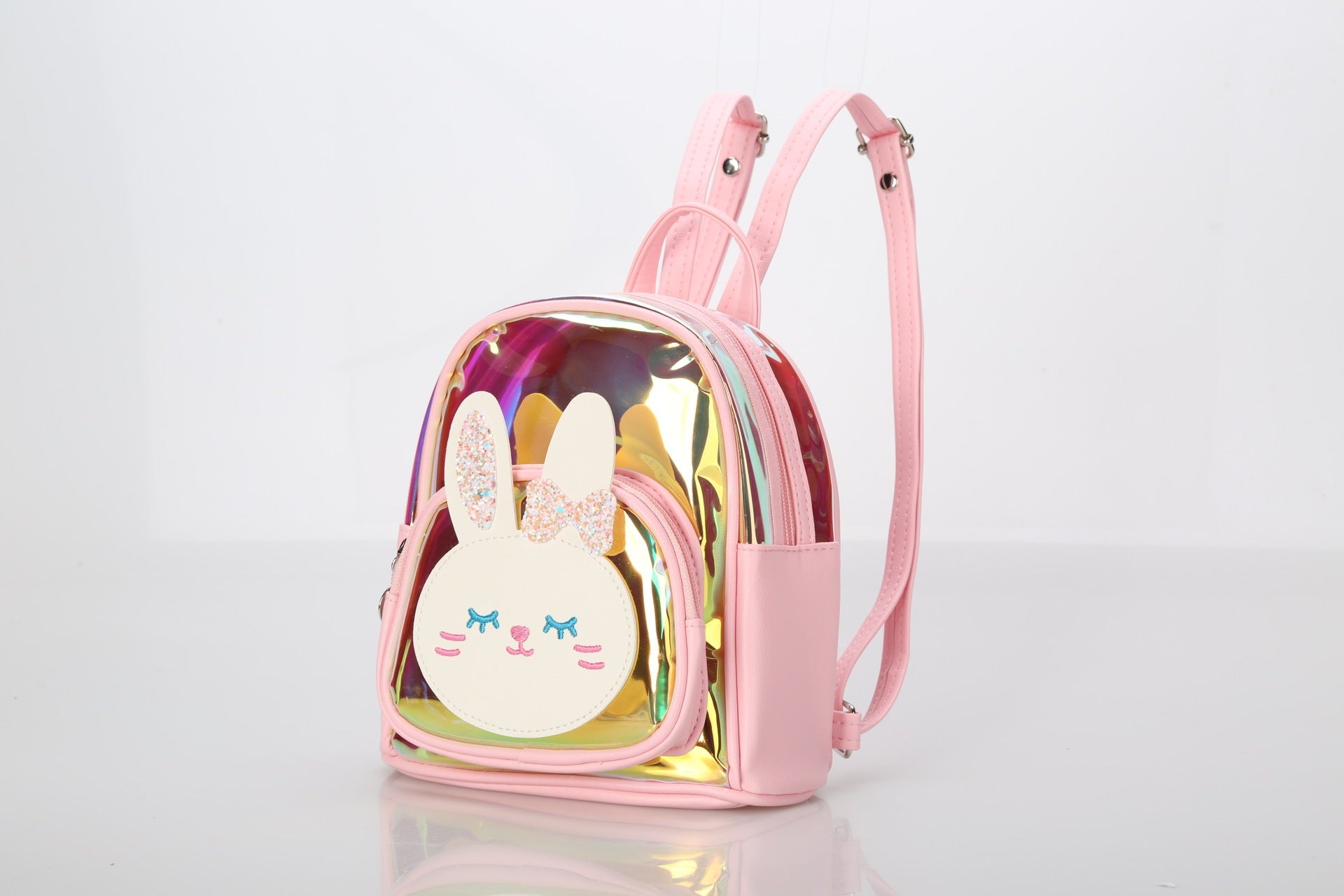 Summer New Spot Kindergarten School Bag Colorful Transparent Laser Cute Cartoon Rabbit Children Backpack