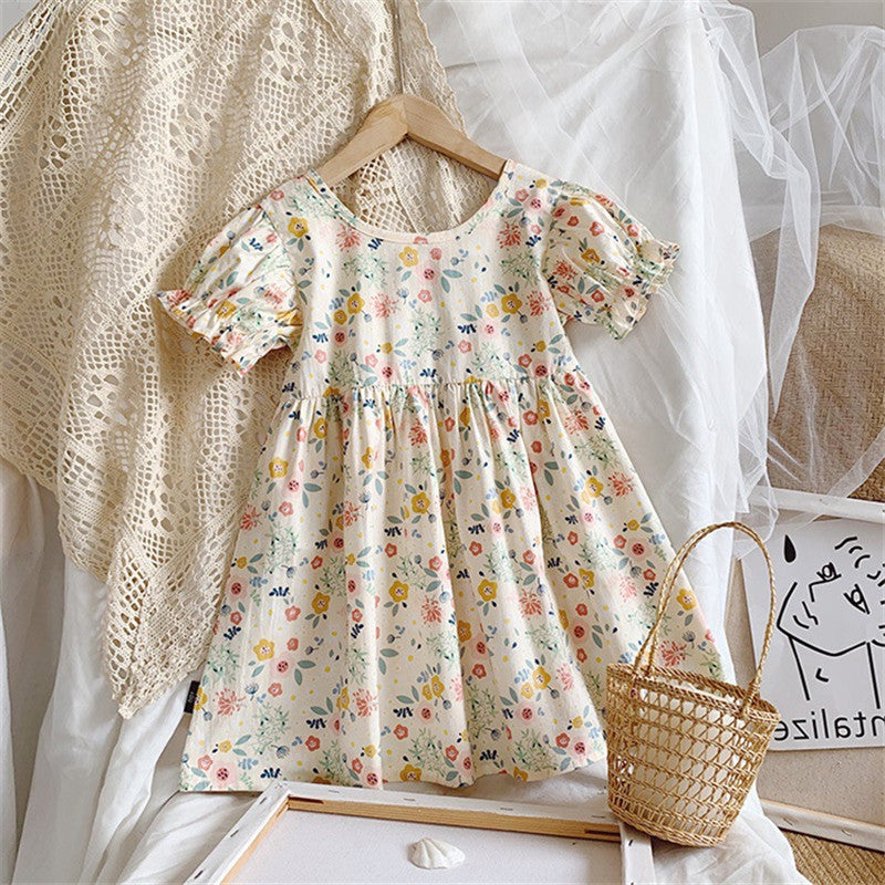 Children's Clothing Girls Floral Dress Pastoral Style Princess Dress