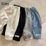 Boys And Girls Solid Color Casual Trousers Baby Trademark Straight Leg Pants Trend