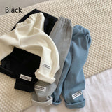 Boys And Girls Solid Color Casual Trousers Baby Trademark Straight Leg Pants Trend