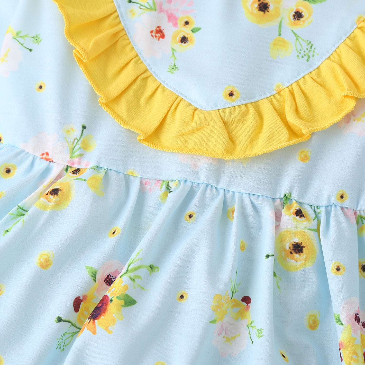 Sunflower Print Long Sleeve Princess Dress Cute Long Sleeve Dress For Girls