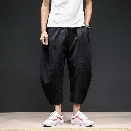 Men's cropped bloomers loose wide-leg pants plus size harem pants