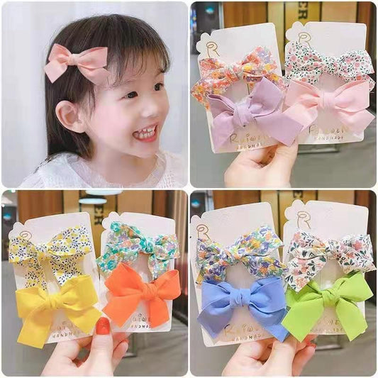 Bow Hair Clip Girls Headdress Floral Bangs Clip