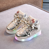 Girls Stars Printed Light Board Shoes Girls Rhinestone Zhongbang LED Light Up Shoes