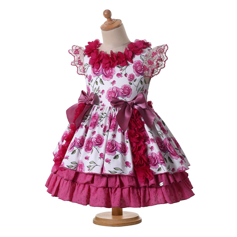 Girls Floral Dress Cute Birthday Flower