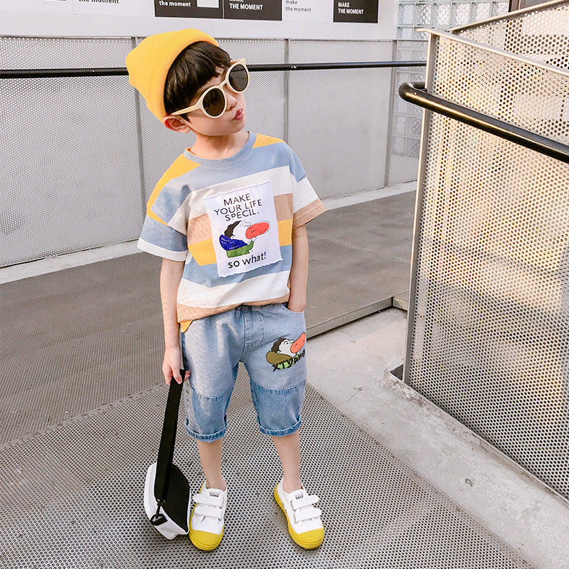 Boys Summer Suit Handsome Denim Shorts Summer