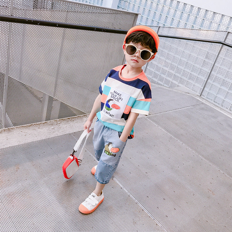 Boys Summer Suit Handsome Denim Shorts Summer