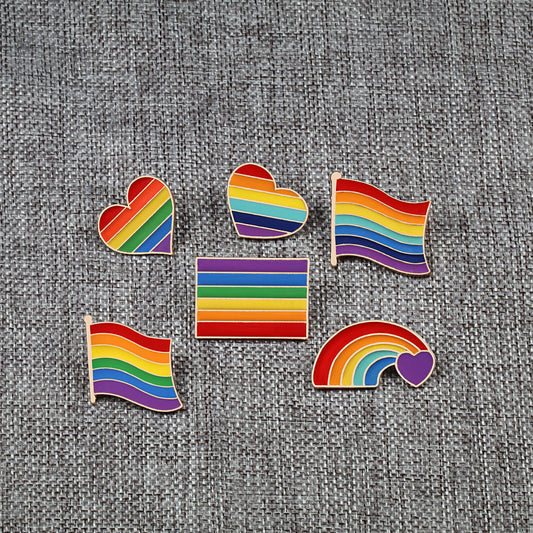 Six-color Rainbow Corsage Metal Badge, Gay Brooch Pin, Coat Accessories, Anti-fade Pin Buckle Jewelry Female