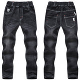 Autumn And Winter Black Slim-Fit And Warm Middle-Aged Children's Trousers