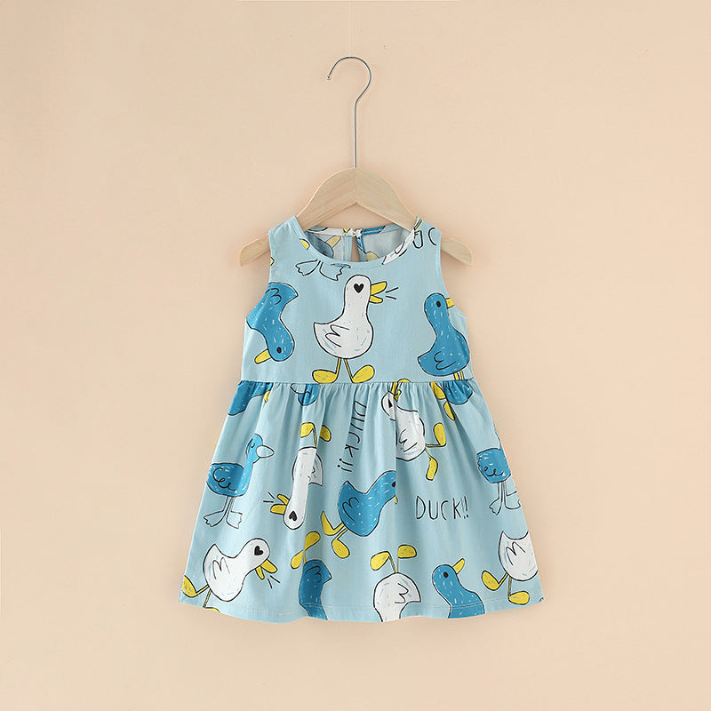 Spring And Summer New Girls' Dresses Pure Cotton