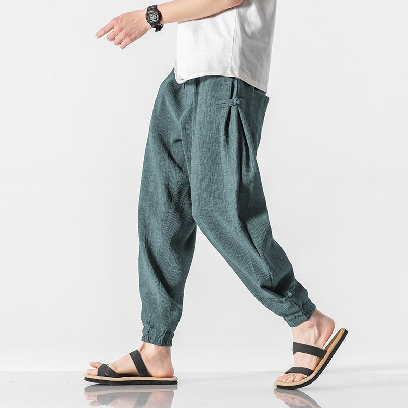 Summer New Style Chinese Style Thin Trousers Linen