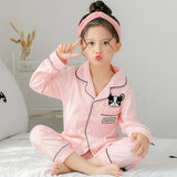 Children's Clothing Girls Cute Printing Long-sleeved Home Wear, Big Children's Thin Cotton Pajamas Set