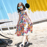 Girls' summer floral print wide-leg pants