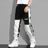 Men's Versatile Ankle-tied Stitching Drawstring Thin Casual Pants