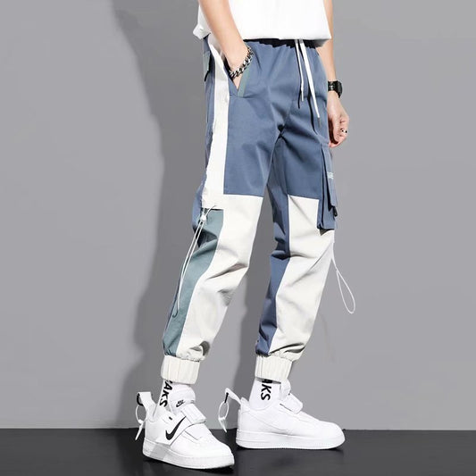 Men's Versatile Ankle-tied Stitching Drawstring Thin Casual Pants