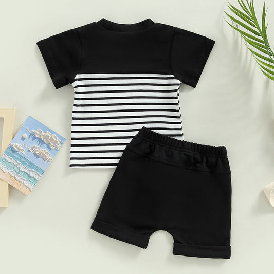 Boys' Short Sleeve Strip Cotton Pocket