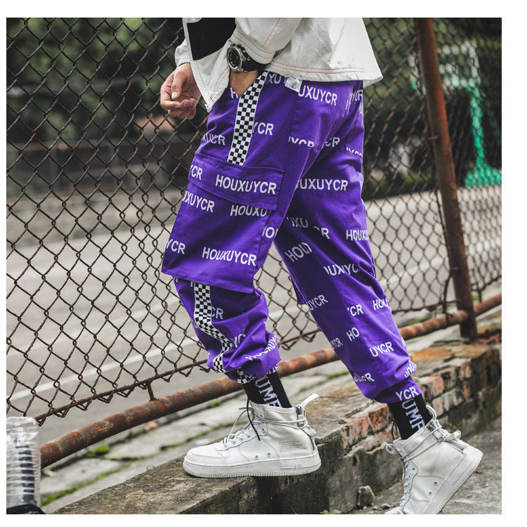 Letter print men's growth pants