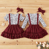 Leopard Print Full Burgundy Strap Skirt Belt Hair Accessory