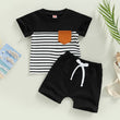 Boys' Short Sleeve Strip Cotton Pocket