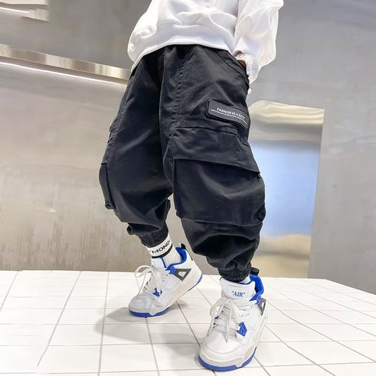 Boys Cargo Pants Spring And Autumn New Multi-pocket Trousers