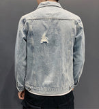 Men jean Jacket Hole Retro fashion spring autumn