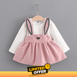 2024 autumn new Korean children's clothing, girls cute rabbit dress, baby baby princess dress 916 - Almoni Express