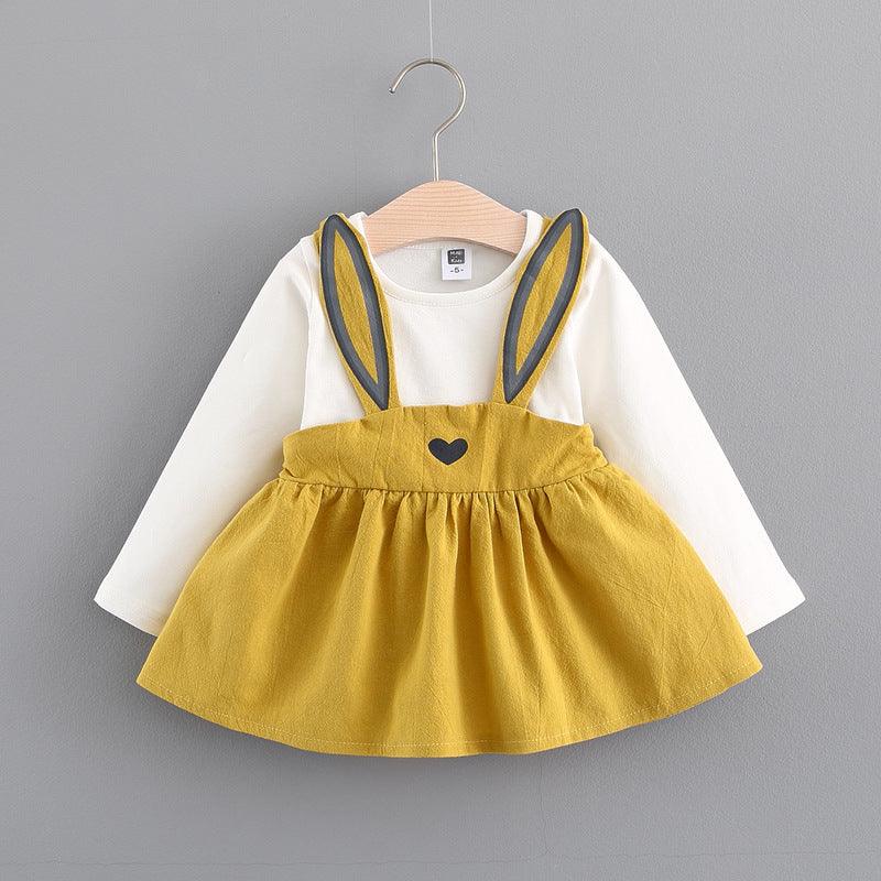 2024 autumn new Korean children's clothing, girls cute rabbit dress, baby baby princess dress 916 - Almoni Express