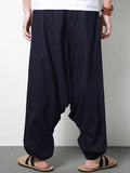 Men's cotton and linen loose casual low-end baggy pants