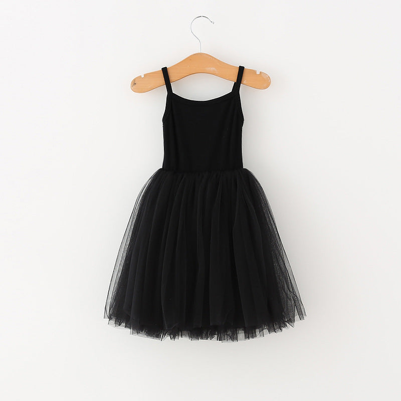 Girls' suspender mesh dress