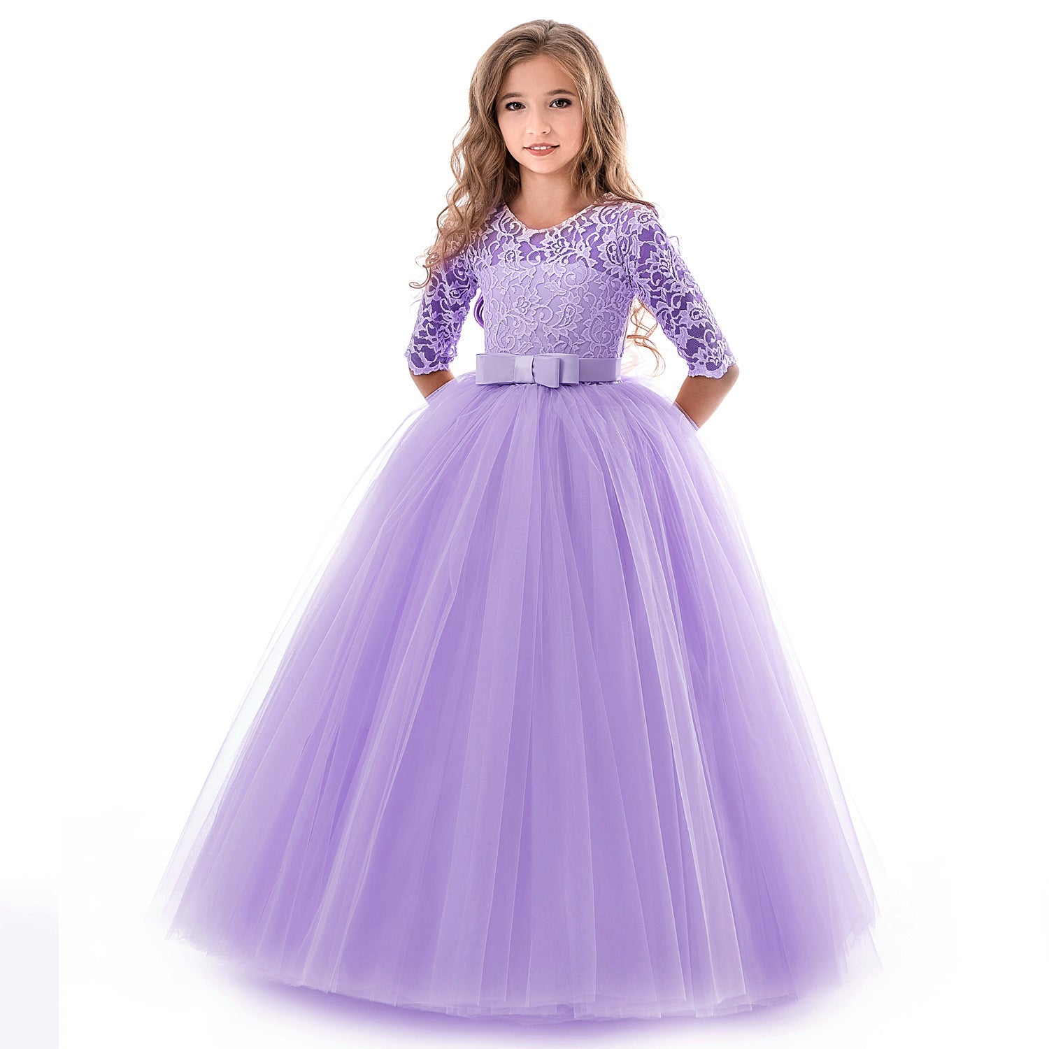 Children's dress long sleeve wedding flower girl skirt