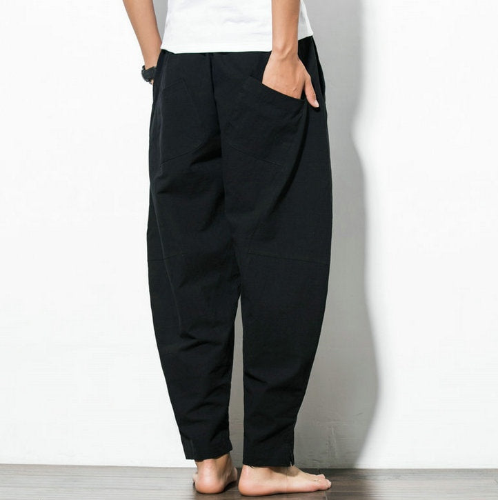 Ethnic Style Cotton And Linen Lace Hip-Hop Loose Harem Pants