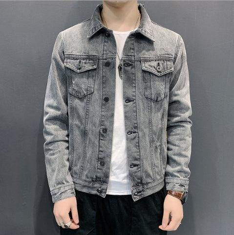 Men jean Jacket Hole Retro fashion spring autumn