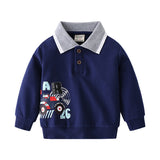 New Fashion Cute Cartoon Print Boys Lapel Sweater