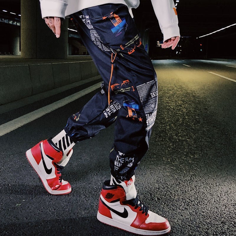 Man's Hip Hop Letter Pockets Pants Casual Trousers Sweatpants