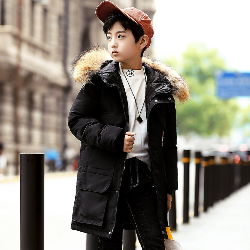 Down jacket boy with long thickening