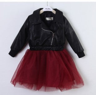 Korean Children And Girls On Behalf Of A Leather Dress Embroidered With Sequins Leather Children Princess Dress