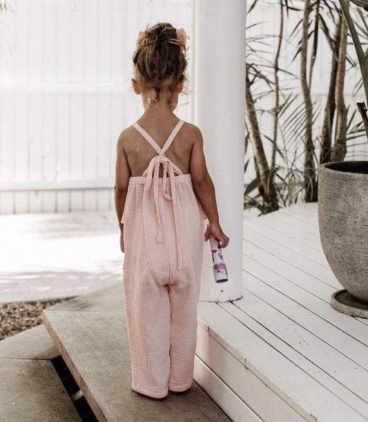 Girls summer cotton and linen overalls