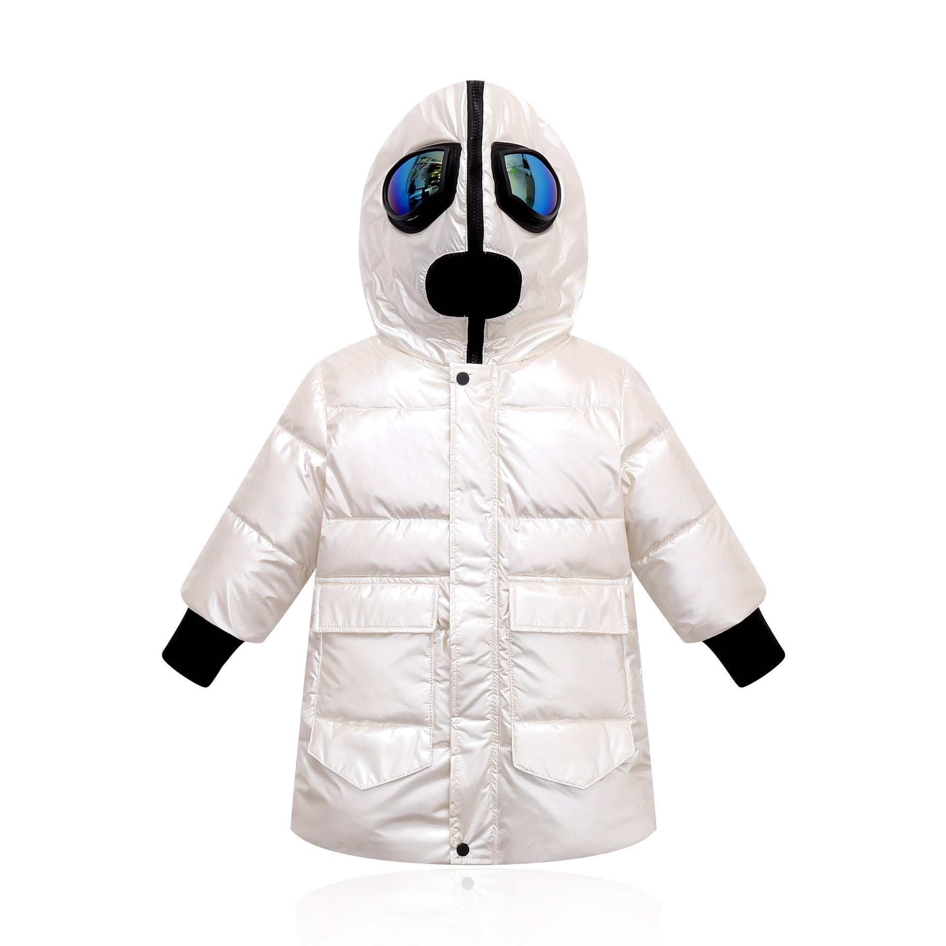 Big kids double zipper Ultraman glasses down jacket