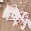 Girls hooded top floral three-piece suit