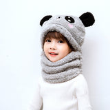 Winter boys and girls bib hat one-piece baby hat ear protection panda head hat