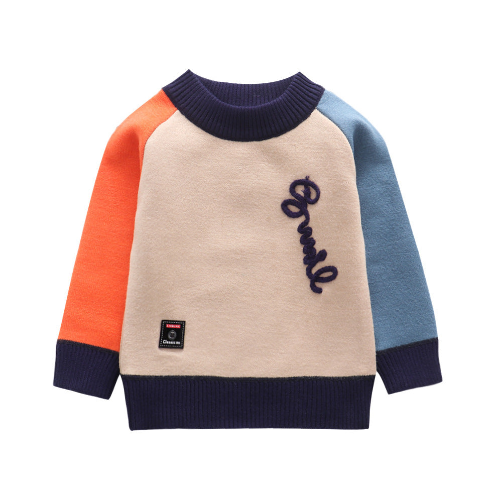 Children plus velvet round neck sweater