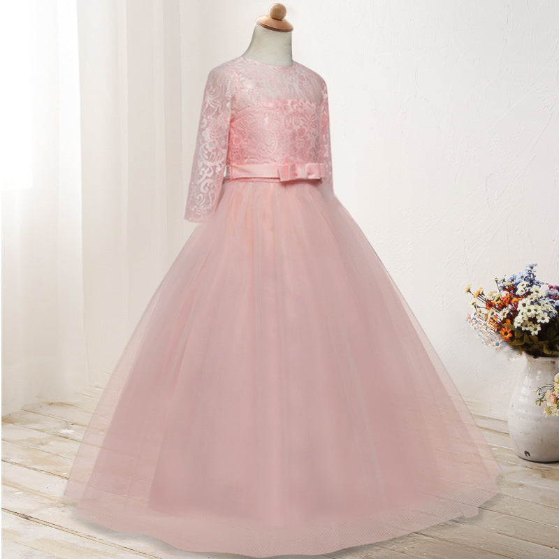 Children's dress long sleeve wedding flower girl skirt