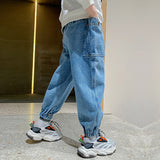 Boys' Big Pocket Jeans Big Children's Autumn Casual Pants Children's Spring And Autumn Trousers