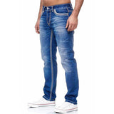 High Quality Blue Slim-fitting Simple Small Straight-leg Jeans