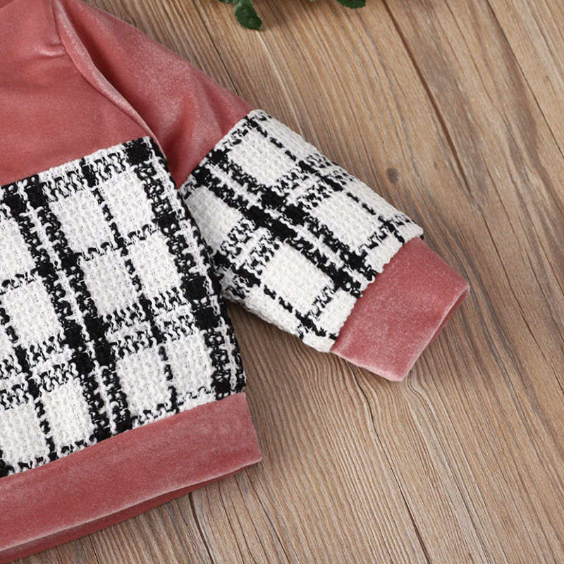 Plaid Print Baby Girl Suit Skirt