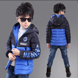 Fashion Boy's Glasses Hooded Warm Cotton Coat