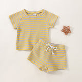 Children's Waffle Stripe Short Sleeve