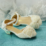 Children's Princess Shoes Off-white Pearl Bow